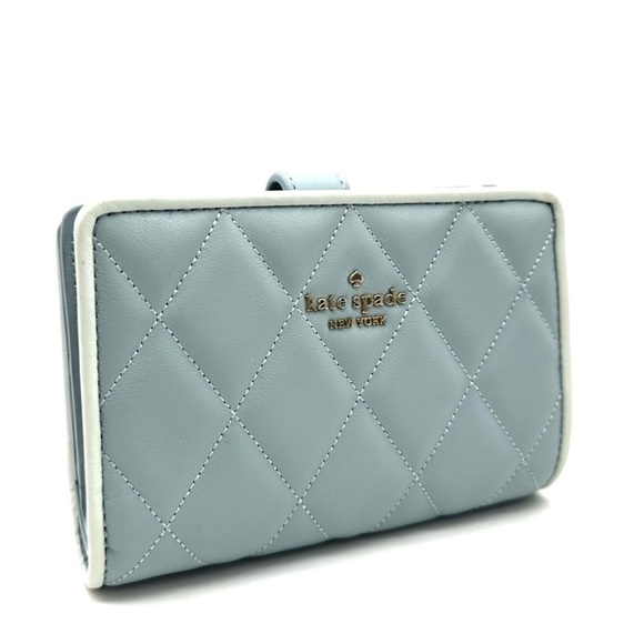 Kate Spade Carey Smooth Quilted Leather Compact Bifold Wallet Wild Sage (NWT) - Picture 4 of 9
